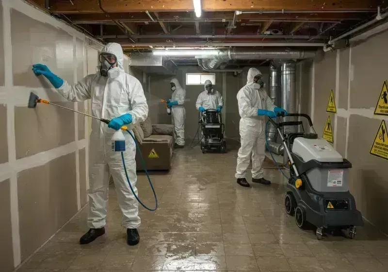 Basement Moisture Removal and Structural Drying process in March Air Force Base, CA